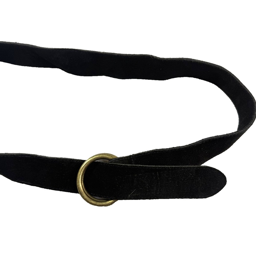 Vintage Suede Belt Womens M Black D-Ring Boho Waist Fashion Dark Academia